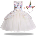 Sukienka Biały Jednorożec Dla Dziewczynki - Vignette | Królestwo Jednorożca™